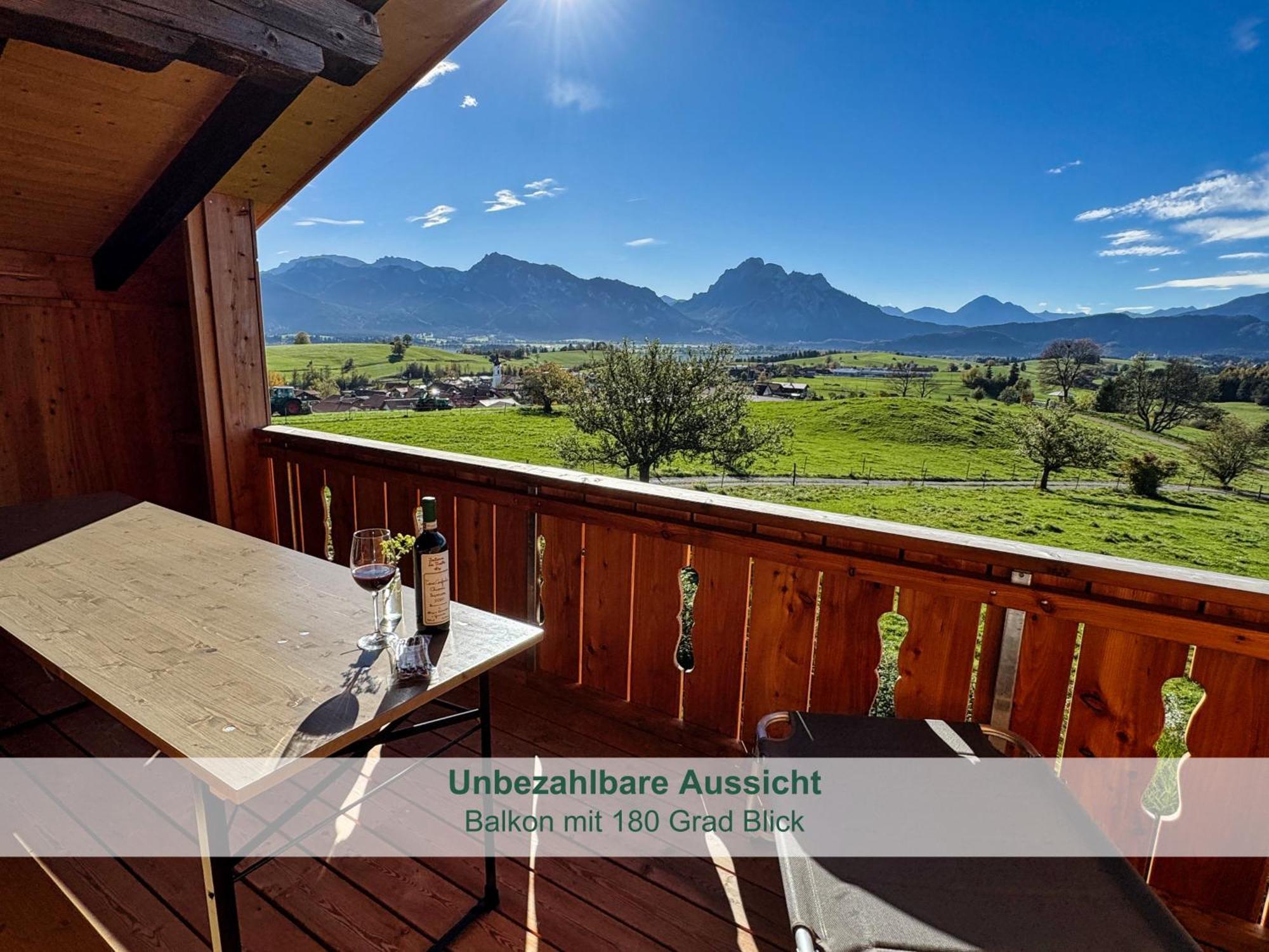 Chalet - Ferienwohnungen - Biohof Stoeger - Panoramasuedbalkon - Grandiose Aussicht Auf See, Berge Und Schloss Neuschwanstein Rieden am Forggensee Zewnętrze zdjęcie